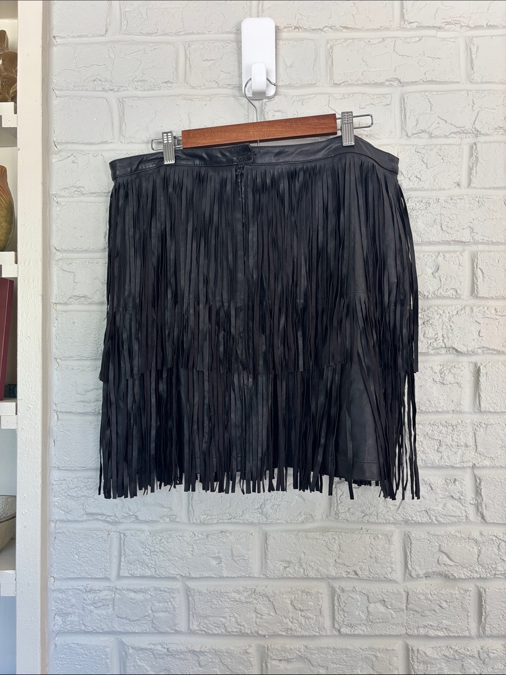 Black Fringe Faux Leather Skirt - Women - Picture 3 of 6